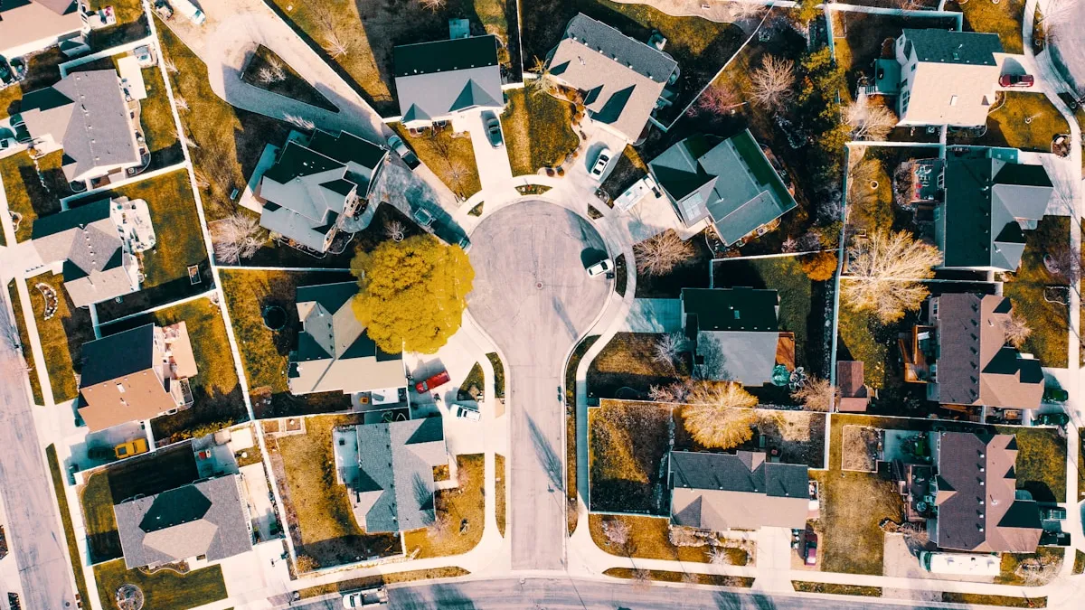 Aerial view of Prosper TX neighborhood for cost comparison