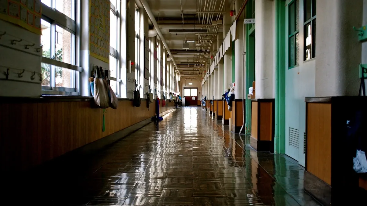 Modern school hallway representing Prosper ISD education