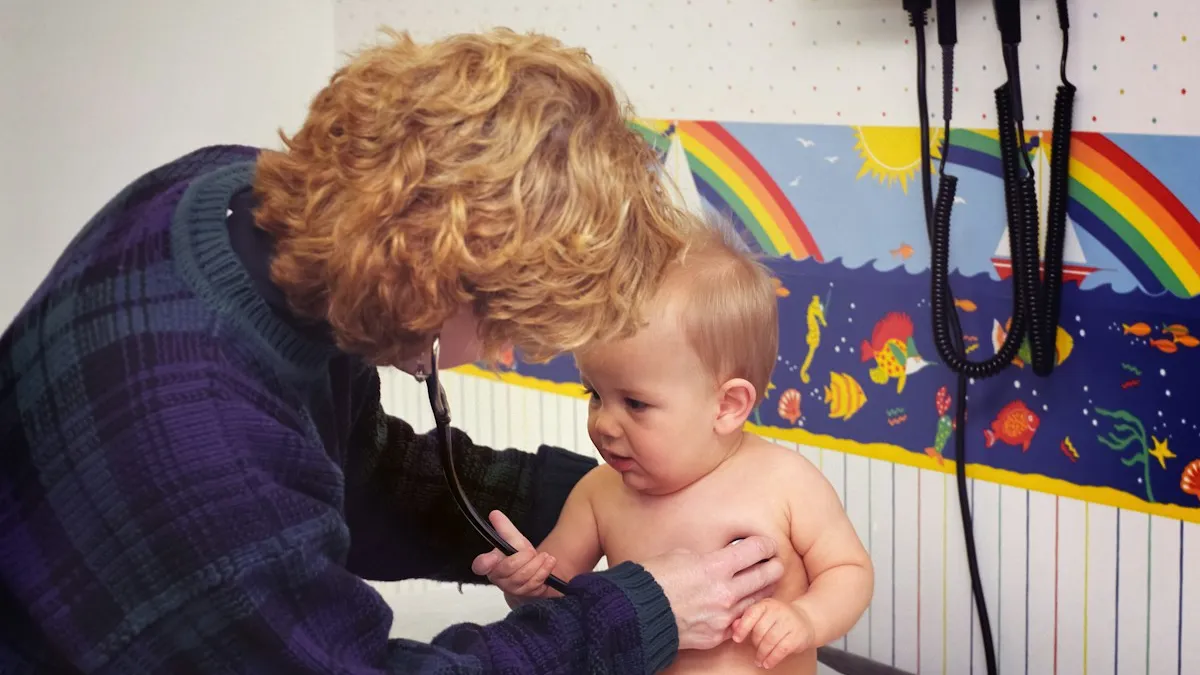 Doctor examining newborn baby in Prosper TX