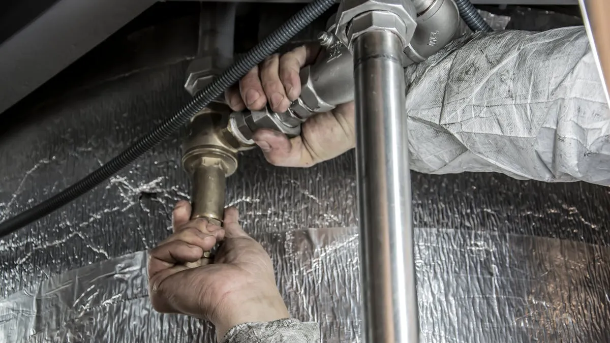 Plumber installing pipe fittings for affordable plumbing service in Prosper TX