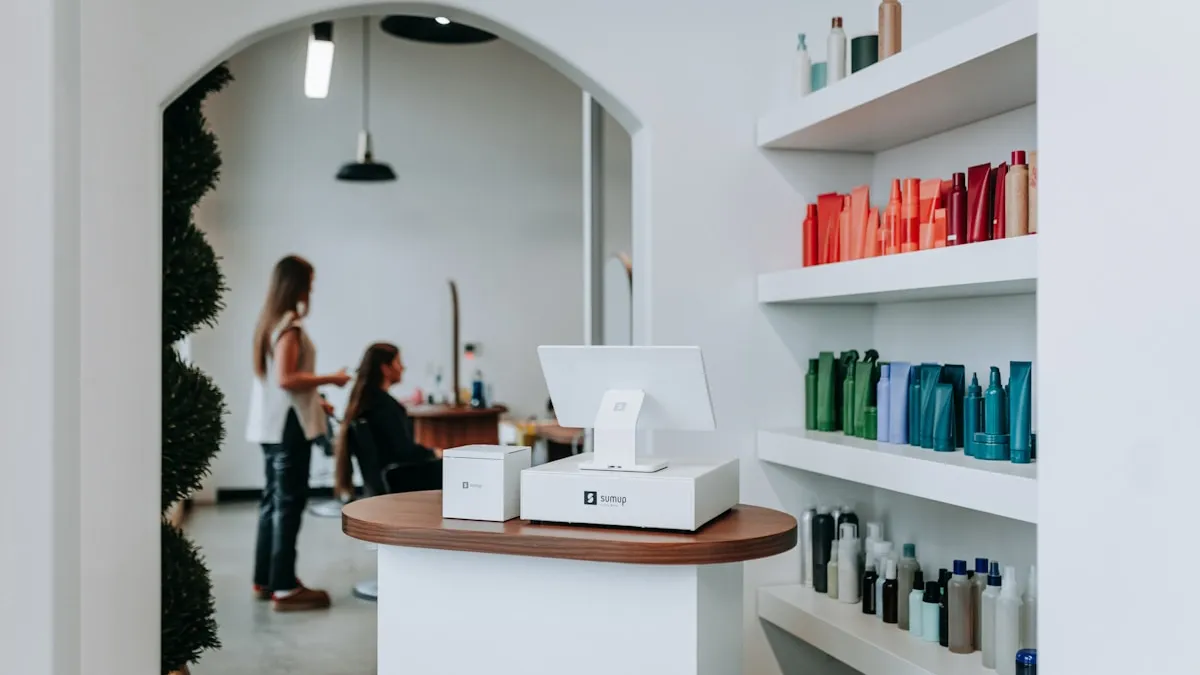 Hair salon interior with products in Prosper TX